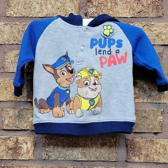 Paw Patrol Blue and Gray Hoodie SIZE 3-6 Months - Picture 1 of 9